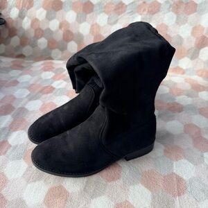 Wells | Knee High Low Heel Faux Suede Boots